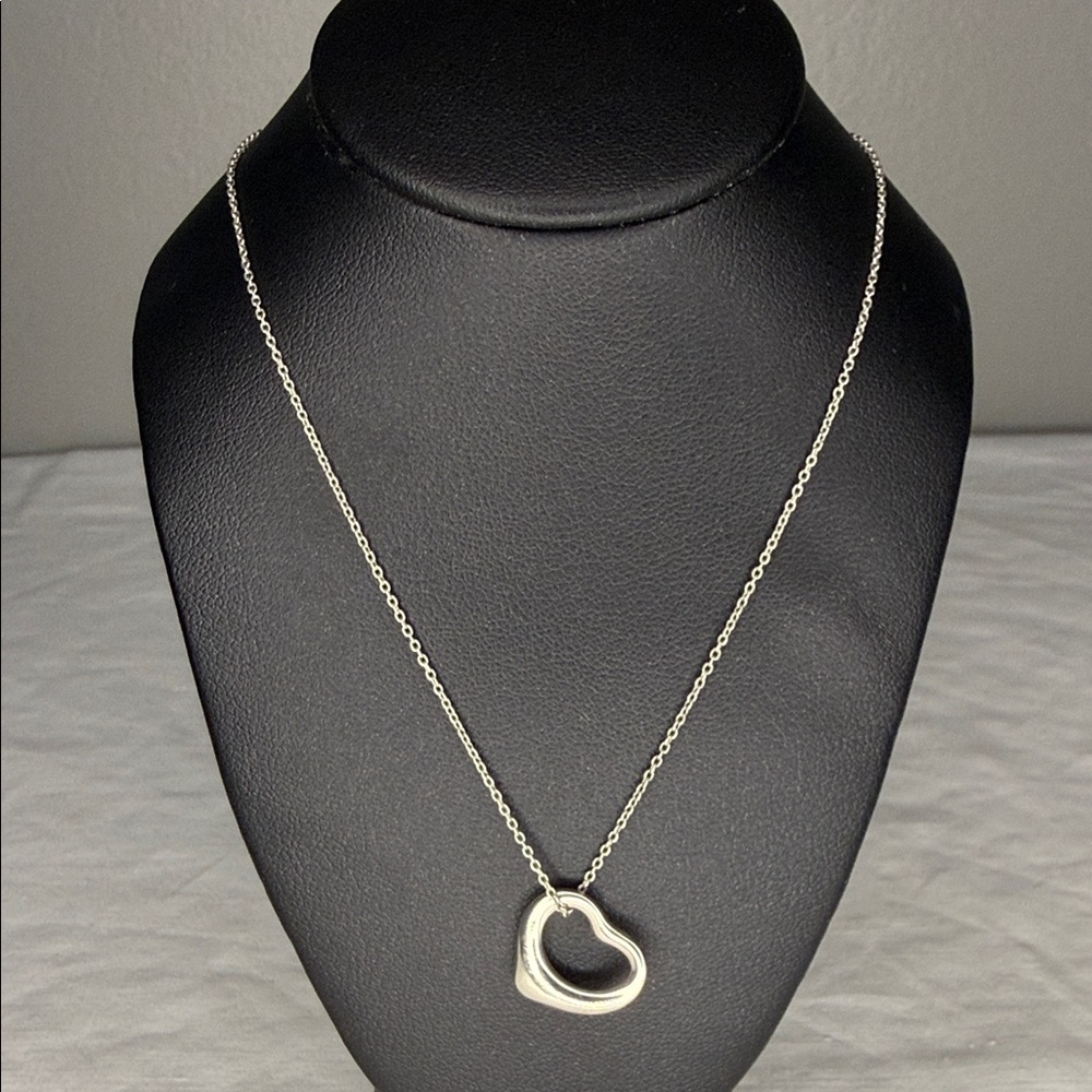 Tiffany & Co. Elsa Peretti Open Heart Pendant Necklace – Sterling Silver, 16”